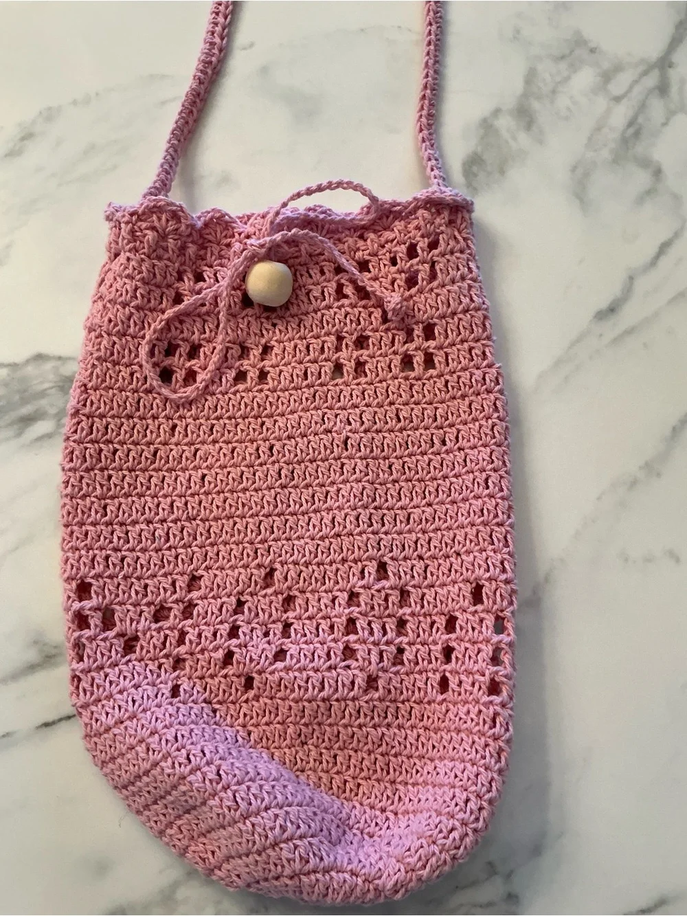 Handmade Pink Crochet Kids Crossbody Bag